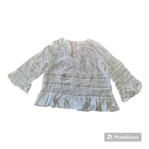 Gianni Bini White Lace Trim Blouse - Picture 5 of 6